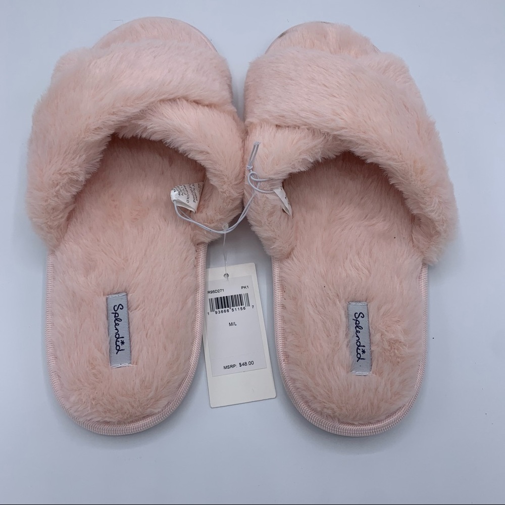SPLENDID Faux Fur Crisscross Slippers - Picture 2 of 8